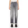 Mother The Dodger Skimp High Waist Cuffed Hem Wide Leg Jeans In Gray