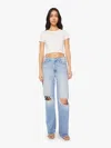 Mother The Dodger Sneak Ripped Wide Leg Jeans In Blue