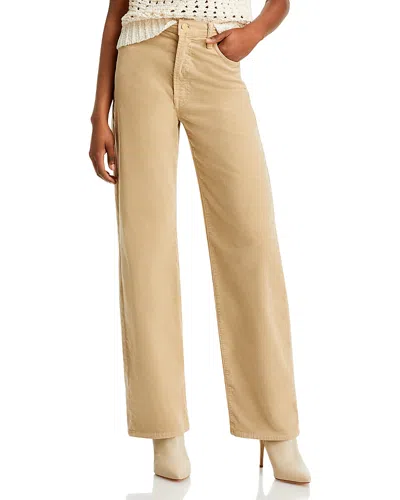 Mother The Dodger Sneak High Rise Wide Leg Jeans In Taos Taupe