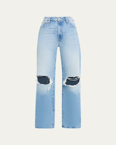 Mother The Dodger Sneak Jeans In Blue