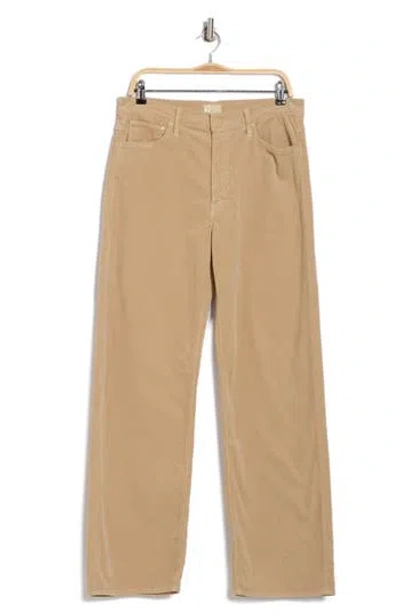 Mother The Dodger Sneak Slouchy Straight Leg Corduroy Pants In Taos Taupe