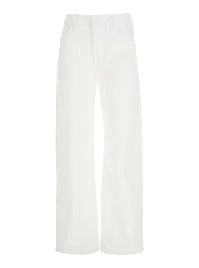MOTHER THE DODGER SNEAK WHITE FIVE POCKET JEANS IN COTTON WOMAN