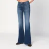 Mother Lil Doozy Fray Flared Jeans In Blue
