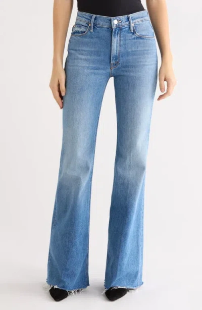 Mother The Doozy Fray Hem Flare Jeans In Blue