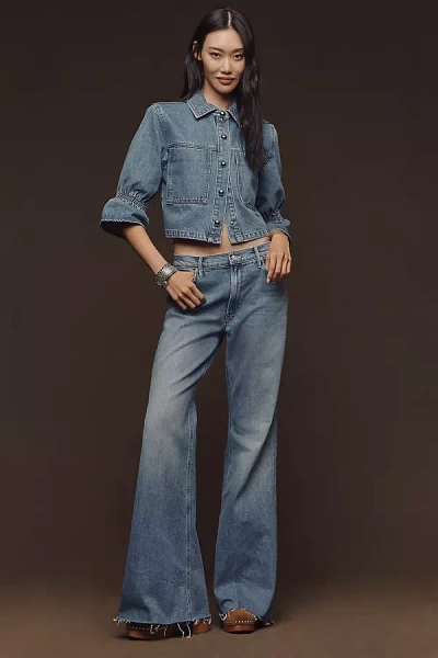 Mother The Doozy Fray High-rise Bootleg Jeans In Blue