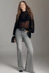 Mother The Doozy Fray High-rise Flare Jeans In Gray