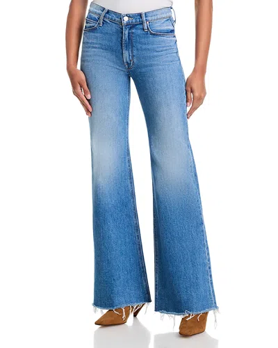 Mother The Doozy Fray High Rise Flare Jeans In Heads Or Tails In Blue