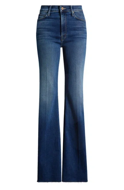 Mother The Doozy High Waist Fray Hem Flare Jeans In Blue
