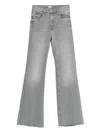 Mother Frayed-hem Flare Jeans In Gray