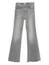 Mother High-waisted Flared Jeans With Distressed Hem In Gray