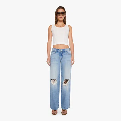 Mother The Down Low Delinquent Zip Sneak Floral Frenzy Jeans In Blue