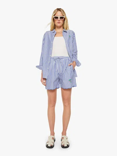 Mother The Drawn Freeballer Shorts White And Stripe In Blue