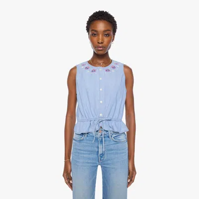 Mother The Drawn Love Letter Intuition Check Shirt In Light Blue