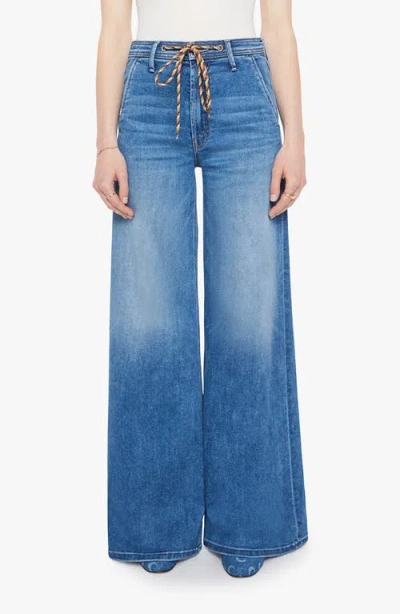 Mother The Drawn Undercover Prep Sneak Wide Leg Jeans In Blue