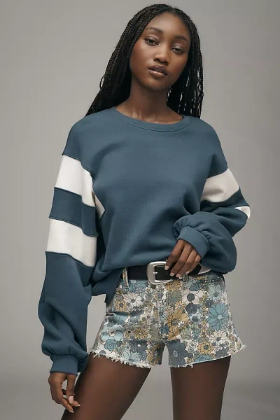 Mother The Drop Square Inset Crew-neck Sweatshirt In Blue