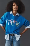 Mother The Drop Square Graphic Crewneck Sweatshirt In Blue
