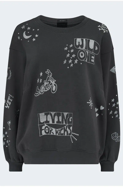 Mother The Drop Square Sweatshirt In Wild Ones In Gray