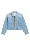 Mother The Duo Shorty Zip-up Denim Jacket In Blue