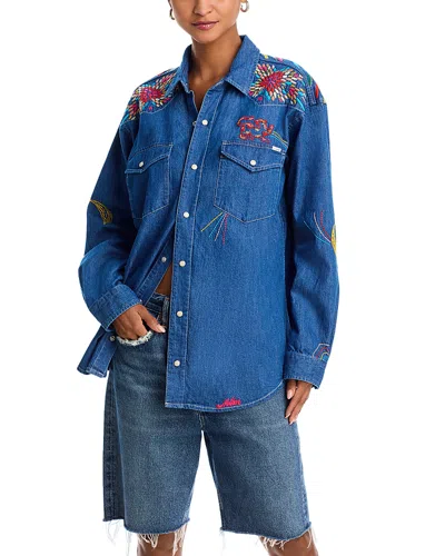 Mother The Exes And Ohs Denim Shirt In Kaleidoscope Kitty