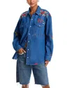 Shop Mother The Exes And Ohs Denim Shirt In Kaleidoscope Kitty