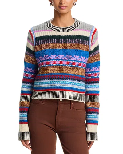 Mother The Extra Crop Long Sleeve Sweater In Multi