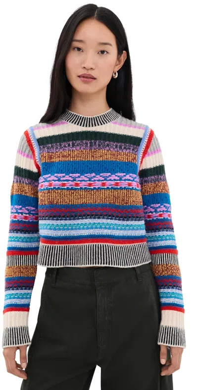 Mother The Extra Crop Striped Alpaca And Wool-blend Sweater In Multi