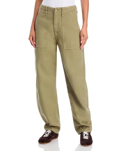 Mother The Fangirl Fatigue Flood Jeans In Sir Yes Sir Dried Herb In Green