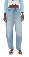 Mother The Fangirl Hover Fray Jeans Floral Fury In Blue