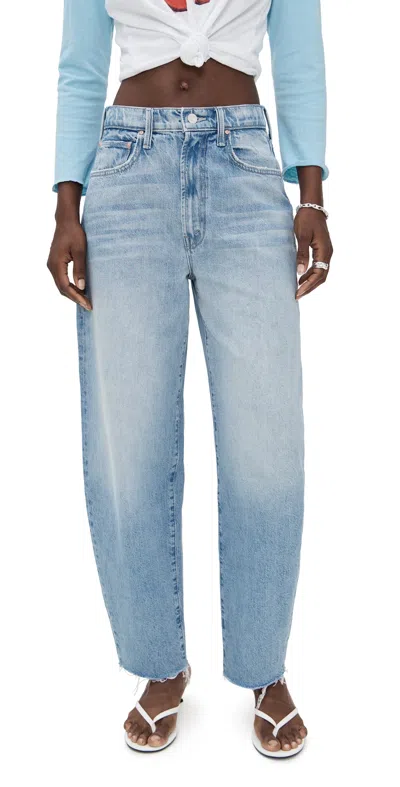Mother The Fangirl Hover Fray Jeans Floral Fury In Blue