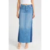 Mother The Flagpole Raw Hem Denim Maxi Skirt