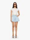 Mother The Flutter Frayed High Waist Flare Denim Shorts In Blue