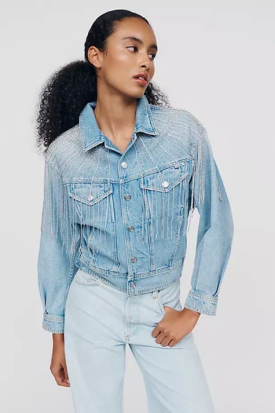 Mother The Fly Away 100% Cotton Denim Jacket In Light Wash