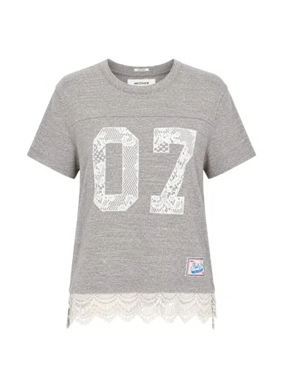 Mother The Footballer Lace-trim T-shirt In Gray