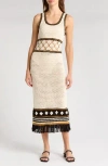 Mother The Frayed Edge Midi Dress In Sand Dune