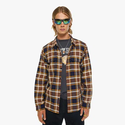 Mother The Freeze Plaid To Bone Shirt In Yellow
