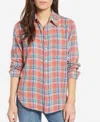 Mother The Frenchie Plaid Linen Blend Button Down Shirt In Multi In Multi