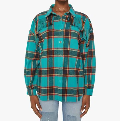 Mother The Fringe Benefits Plaid Shirt In Blue