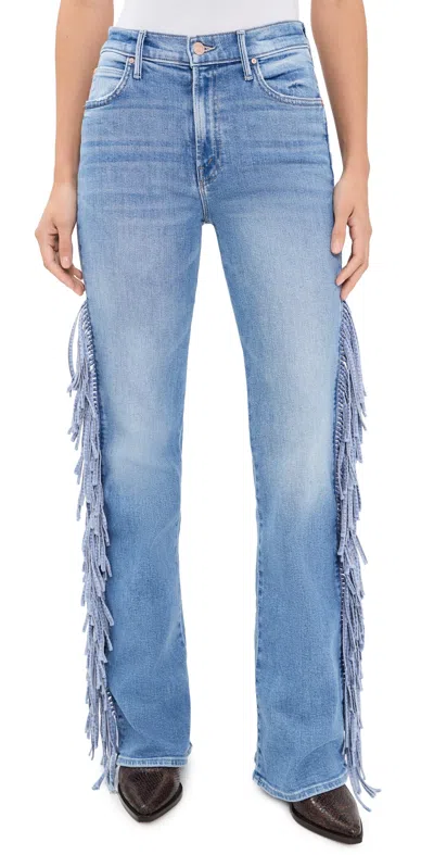 Mother The Fringe Desperado Sneak Western Jeans Saddle Up In Blue
