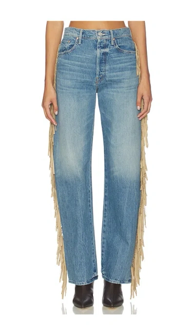 Mother The Fringe Half-pipe Button Sneaker Jeans In Blue