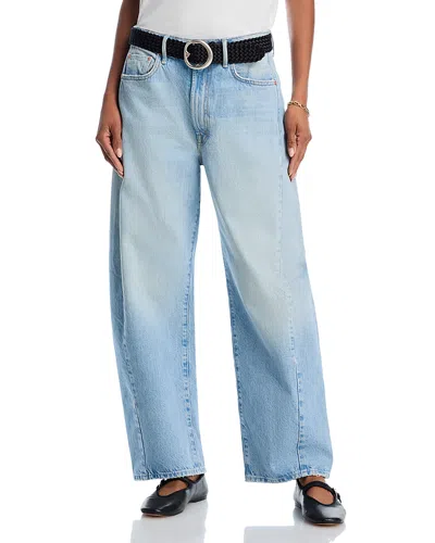 Mother The Full Pipe Flood High Rise Barrel Jeans In Back Pedal In Blue