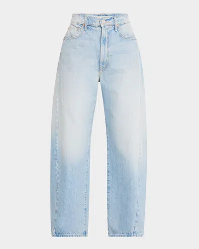 Mother The Full Pipe Flood High Waist Barrel Leg Jeans In Back Pedal In Blue