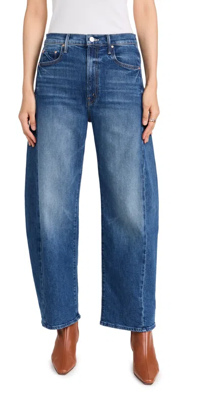 Mother Petites Lil Full Pipe Floor Jeans In Its A Small World In Blue
