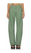 Mother Denim The Major Sneak Fray Roger That Straight Leg Jean In Olive