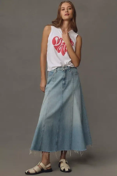 Mother The Full Swing Denim Midi Skirt In Blue