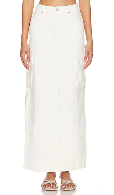 Mother The Fun Dip Denim Cargo Maxi Skirt In Natural