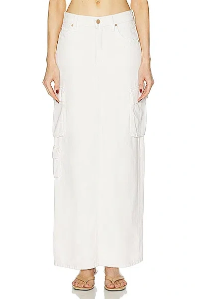 Mother The Fun Dip Denim Cargo Maxi Skirt In Natural