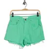 Mother The Fun Dip Micro Cutoff Denim Shorts In Green