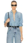 Mother All My Exes Button-up Shirt In Chaos In The Cowshed In Blue