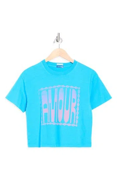Mother The Grab Back Crop T-shirt In Blue