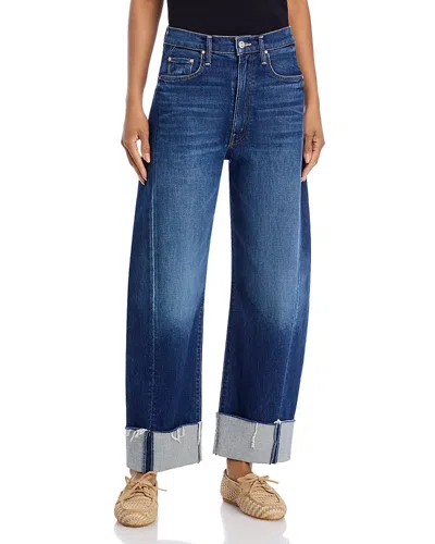 Mother The Half Pipe Ankle Cuff Fray Jeans In Perfectly Imperfect In Blue
